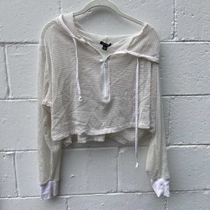 Wild Fable White Half Zip Netted Hoodie
